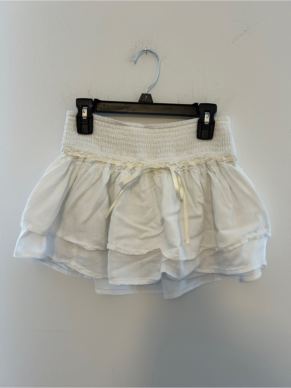 Hollister Cream Tiered Smocked Mini Skirt